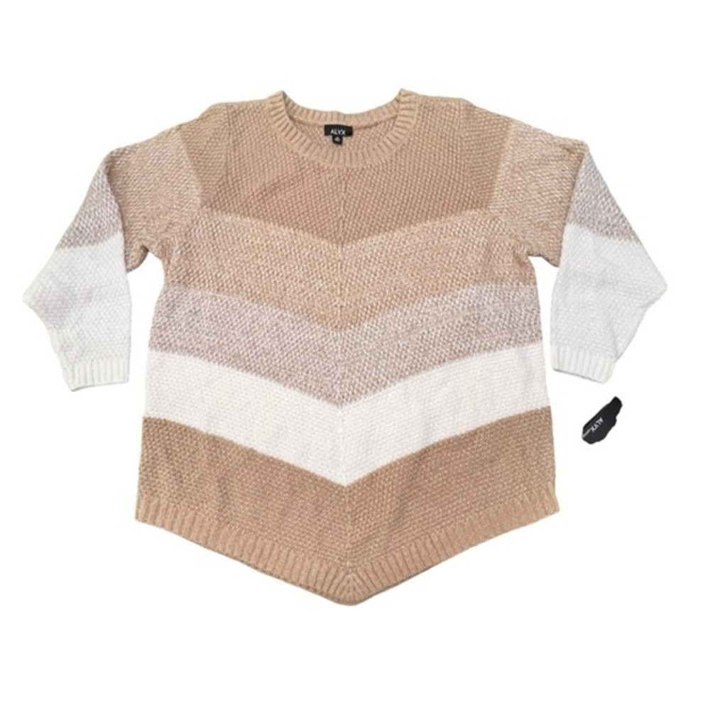 Alyx Sweater Womens 2X Pointed Hem Neutral Beige Sparkly Holiday Pullover Soft